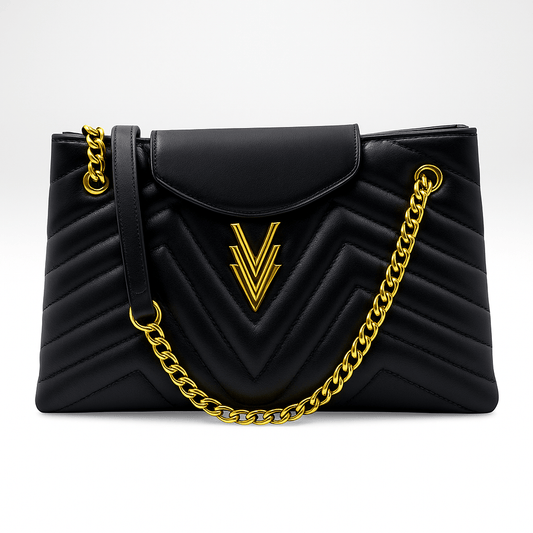 Tilly Medium Quilted Purse Black made from Vegan Leather - VAGOSHOPS