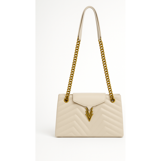 Tilly Medium Quilted Purse in Soft Dove made from Vegan Leather - VAGOSHOPS