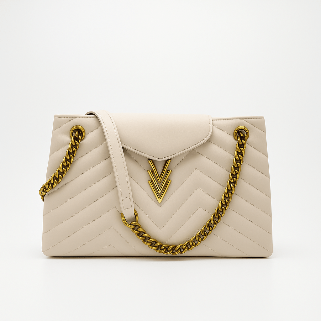 Tilly Medium Quilted Purse in Soft Dove made from Vegan Leather - VAGOSHOPS