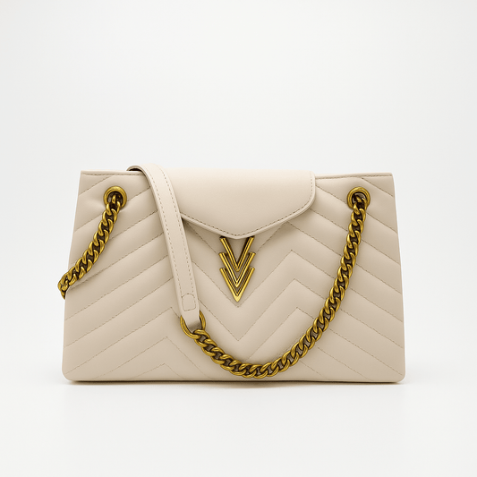 Tilly Medium Quilted Purse in Soft Dove made from Vegan Leather - VAGOSHOPS