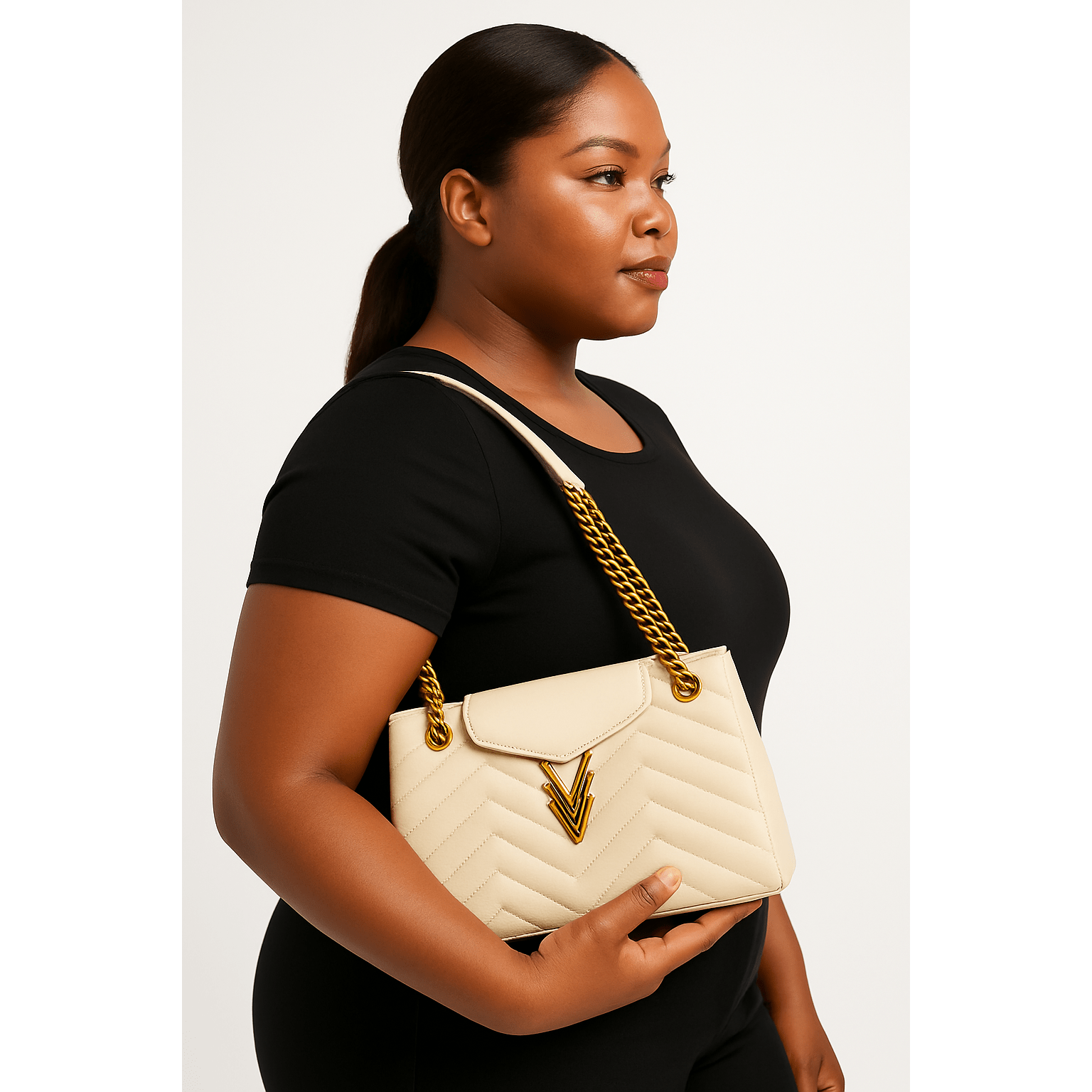 Tilly Medium Quilted Purse in Soft Dove made from Vegan Leather - VAGOSHOPS