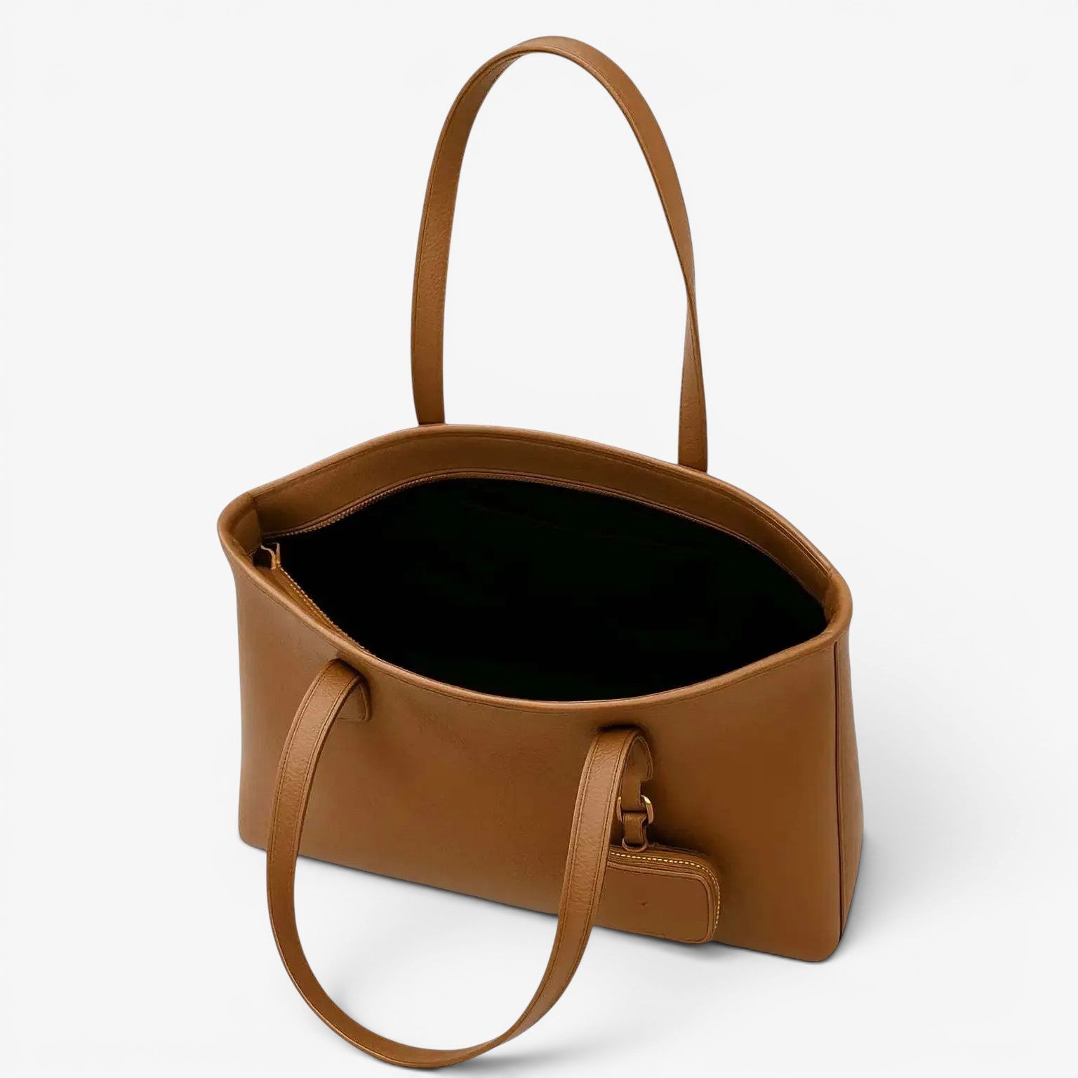 VAGOSHOPS Marilynn tote bag in rich brown vegan leather with gold-tone hardware and a matching headphone case.