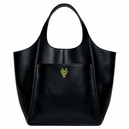 Vegan Leather Oversized Tote with Inside Pockets - VAGOSHOPS
