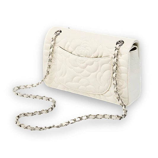 Chiara Quilted Bag with Silver Chain and Inside Pockets